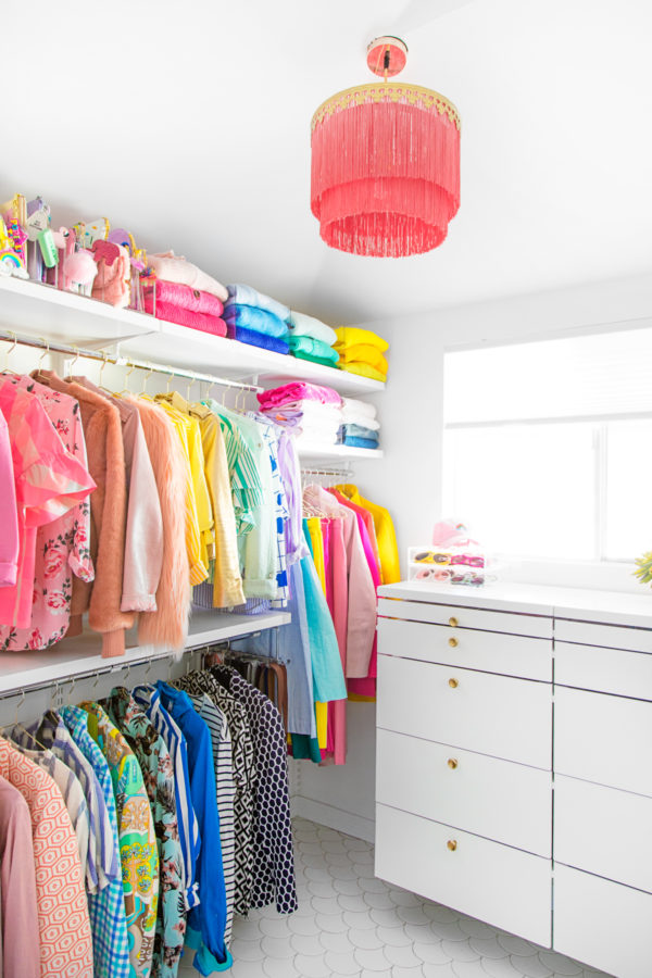 Colorful items on a shelf