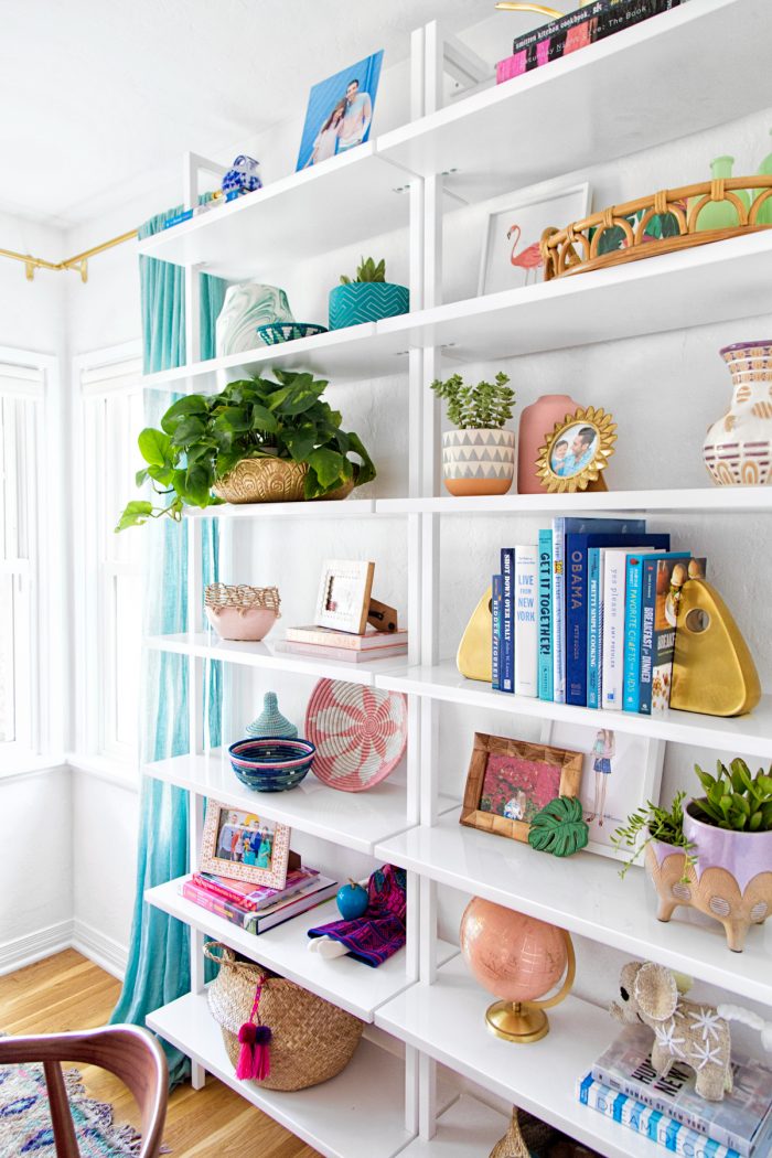 A close up of shelves