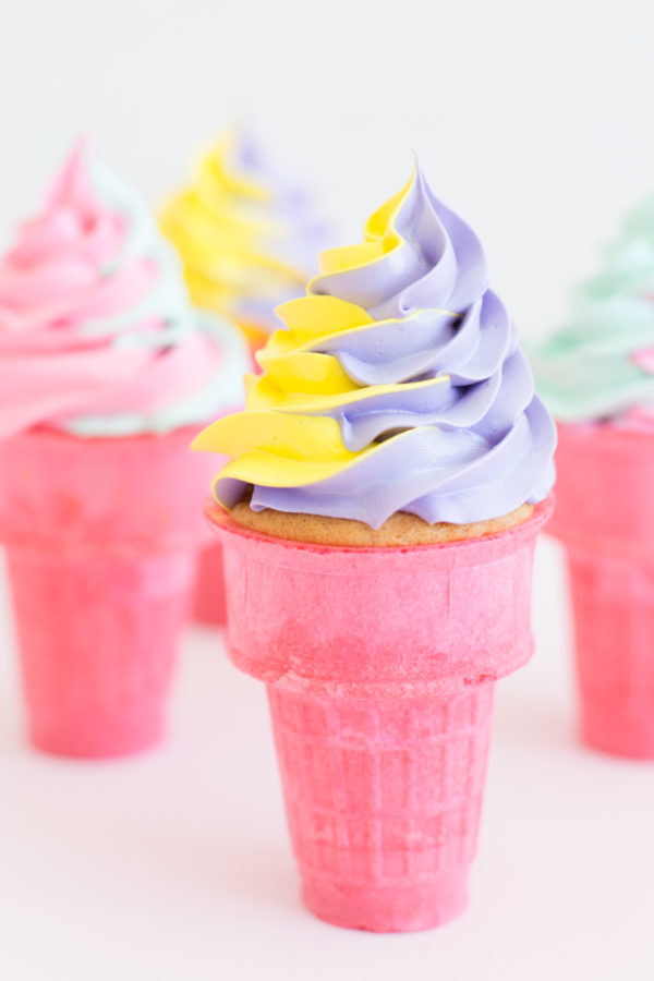 How To Make Colorful Ice Cream Cone Cupcakes