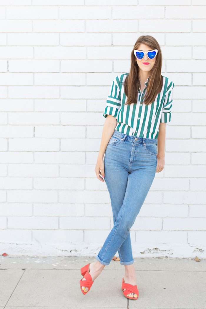 Striped Button-Downs Were a Street Style Staple Over the Weekend