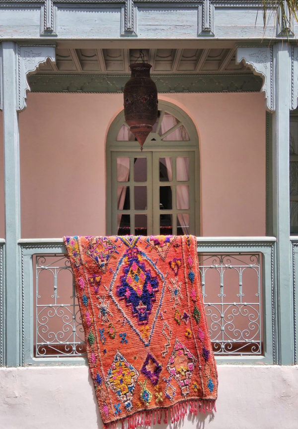 A rug on a balcony