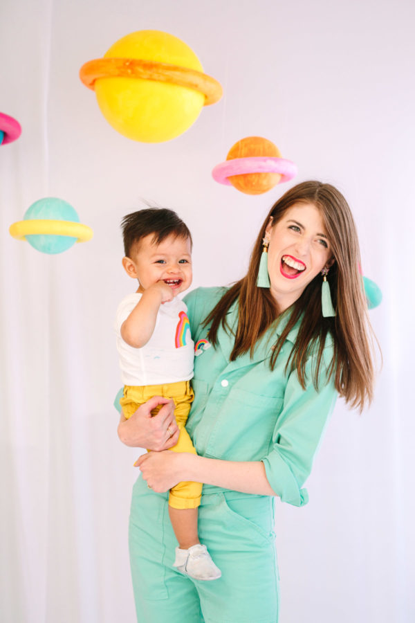 A woman holding a little boy