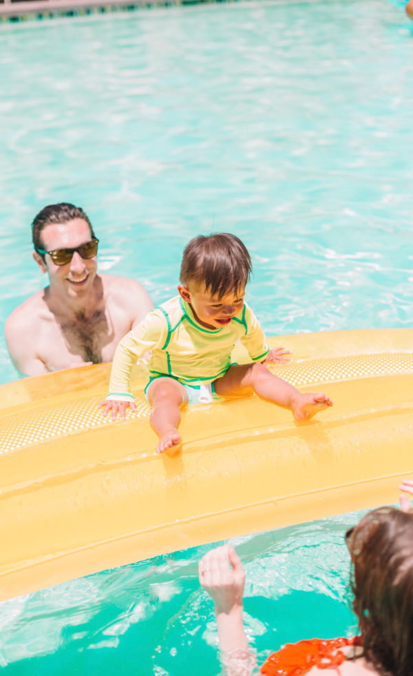 A child on a floatie 