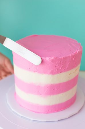 A pink and white cake
