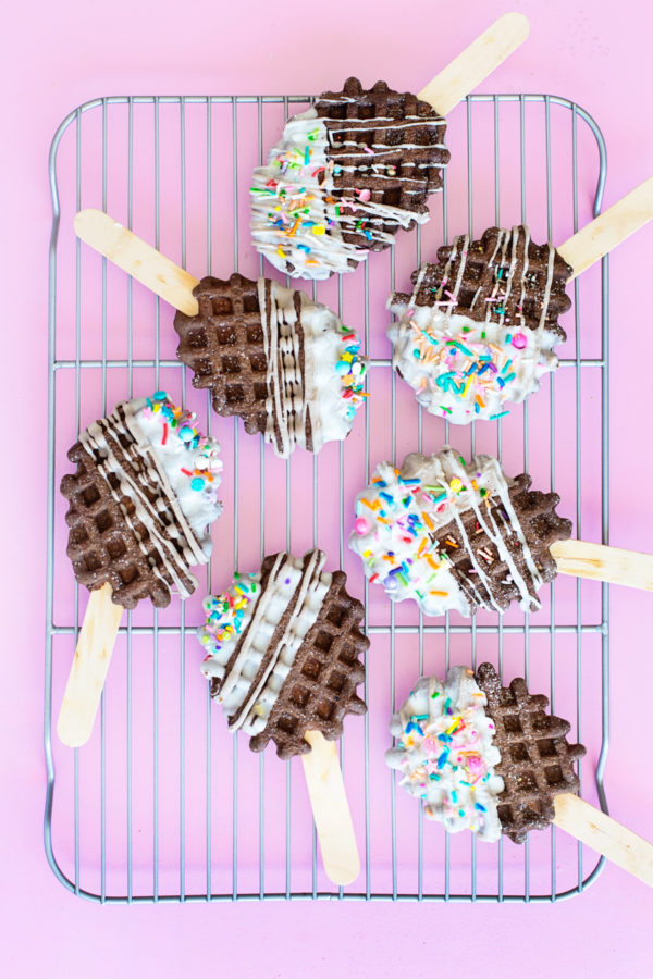 Mini Waffle Pops with Candy Sprinkles Recipe