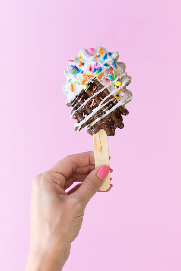 Mini Waffle Pops with Candy Sprinkles Recipe