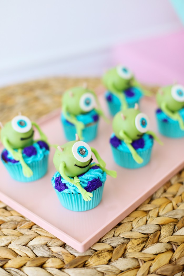 Mike Wazowski from Monster's Inc cupcakes