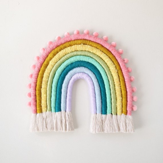 Knit rainbow decor