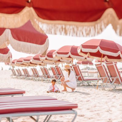 Red beach chairs