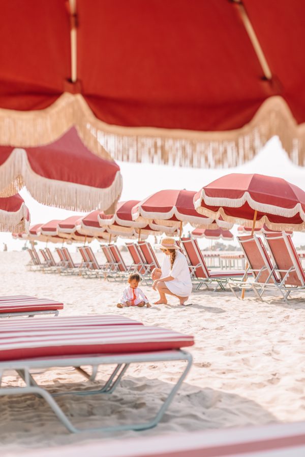 Red beach chairs