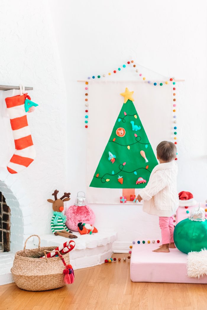 Pink Felt Christmas Ornaments Set, Felt Christmas Tree Decorations Set of 7  , Christmas Pink Felt Hanging Decor 