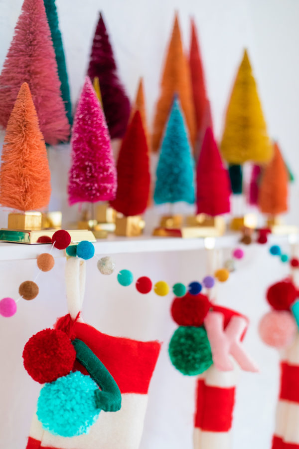 A close-up of a decorated mantle