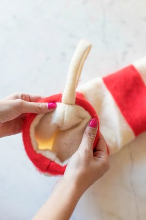 The inside of a stocking