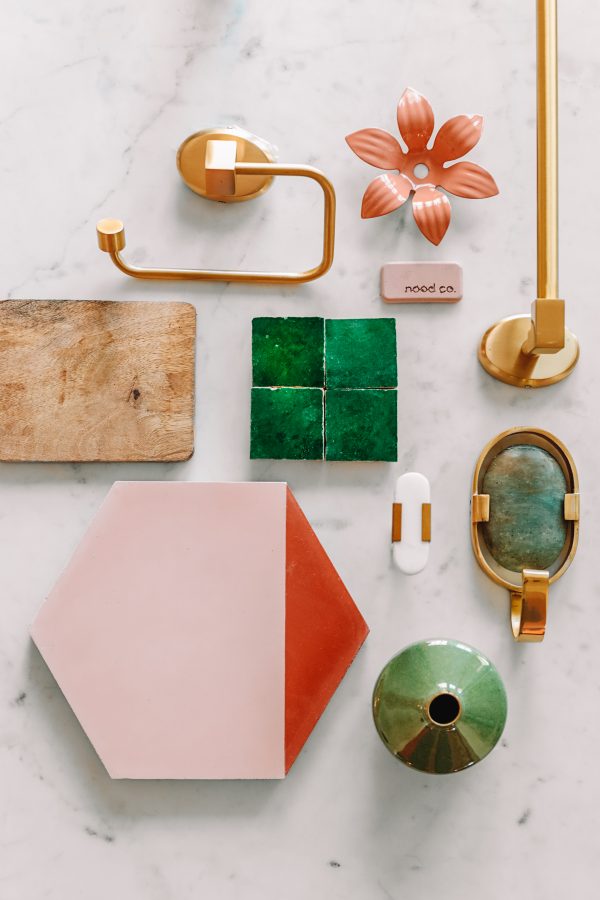 Pink + Green Master Bathroom