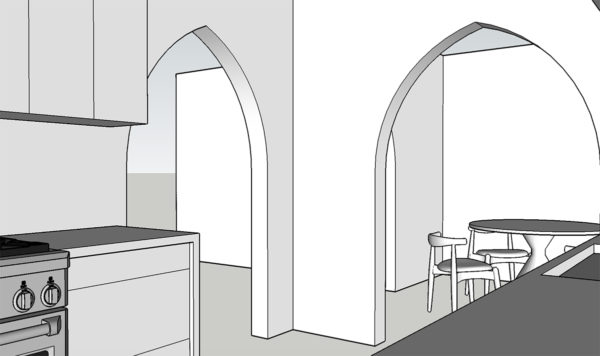 Diagram of a house with arches 