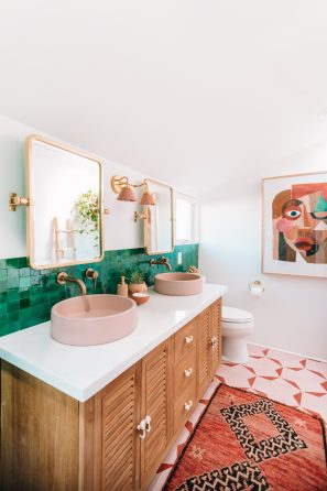 Pink and Green Bathroom Makeover - Studio DIY