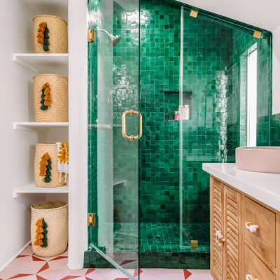 Green Tile Shower | Master Bathroom