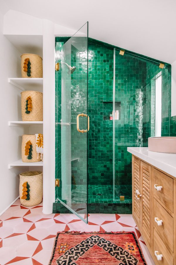 Green Tile Shower | Master Bathroom