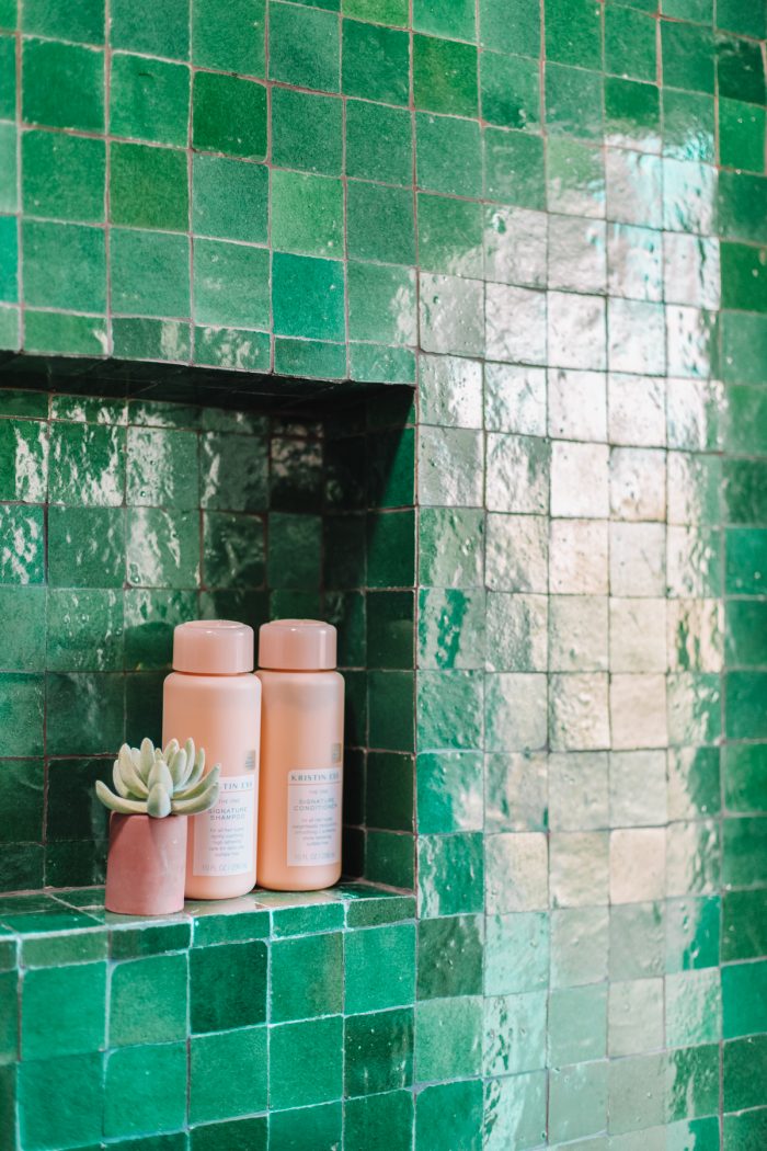 Green Zellige Tile in a Bathroom