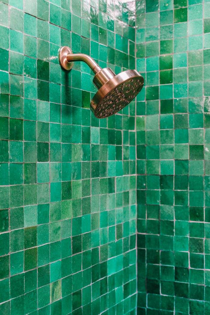A green tiled room