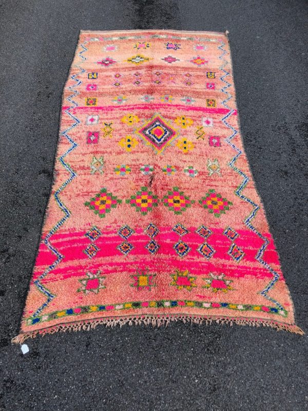 Peach and Pink Vintage Berber Moroccan Rug