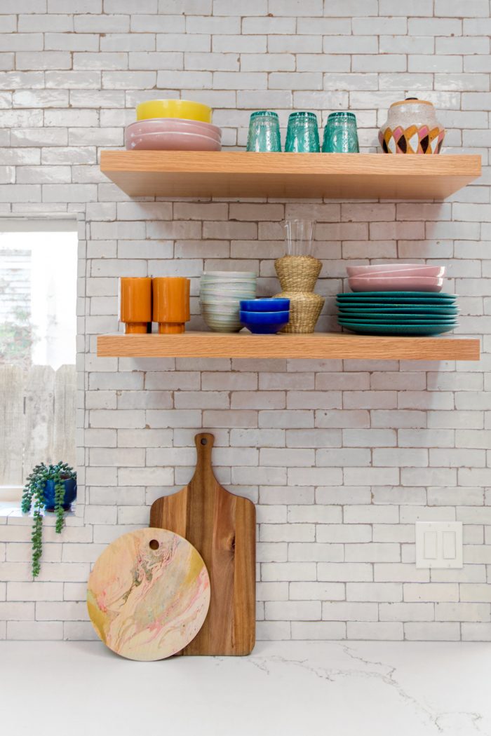 Pink California Kitchen Renovation - Open Shelving