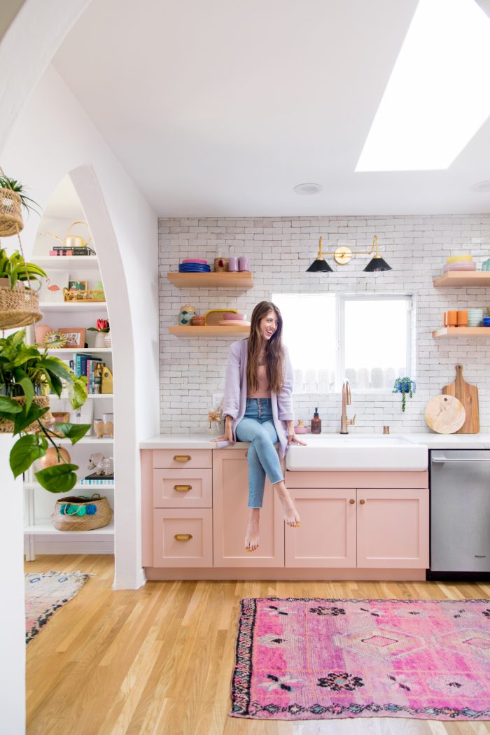 A girl in a kitchen