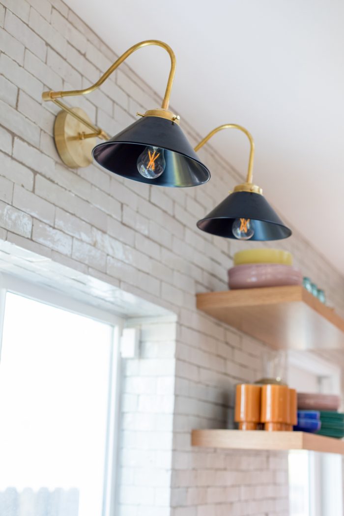 Pink California Kitchen Renovation - Black Sconce