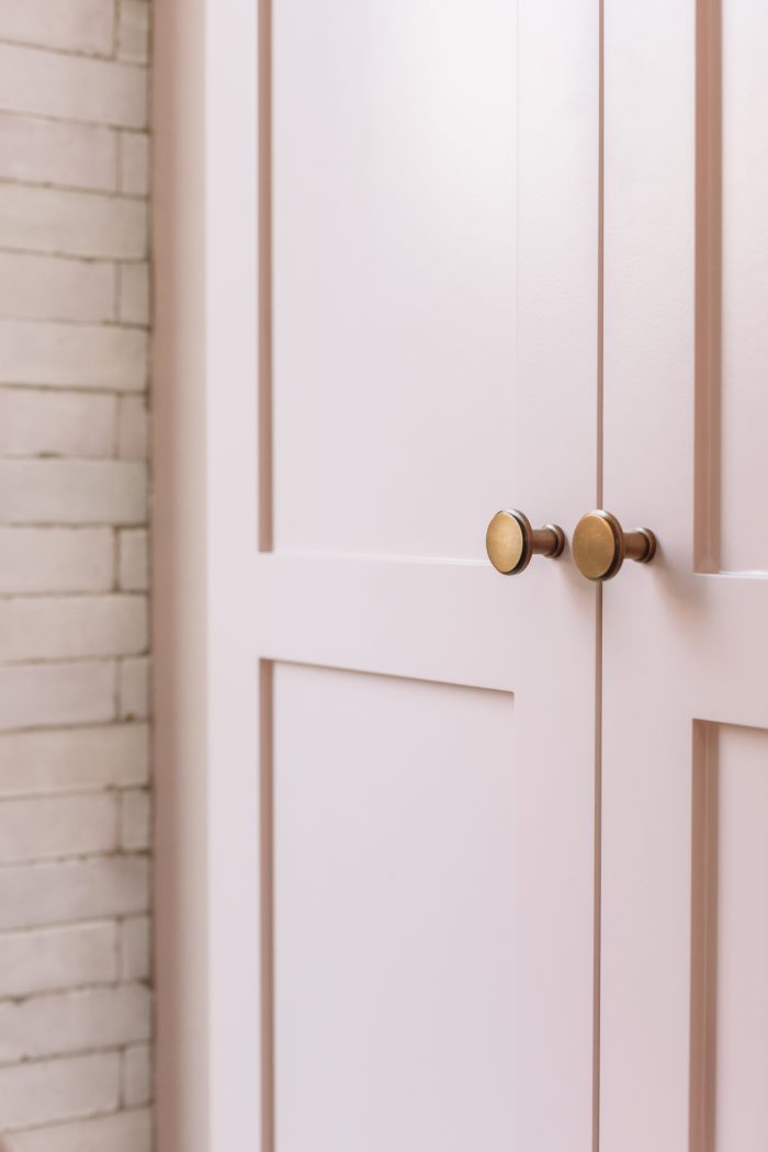 A close-up of a door handle