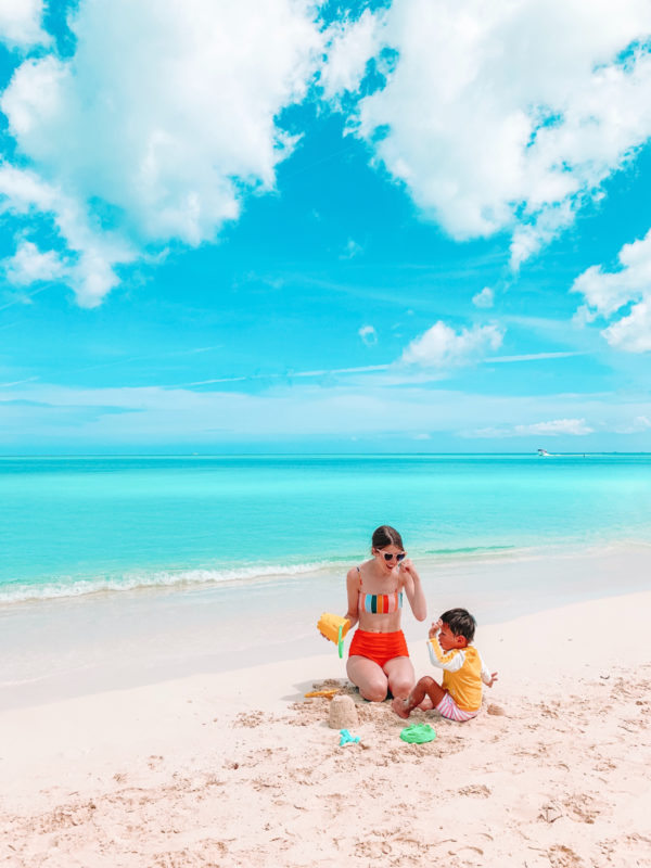 A person sitting at a beach