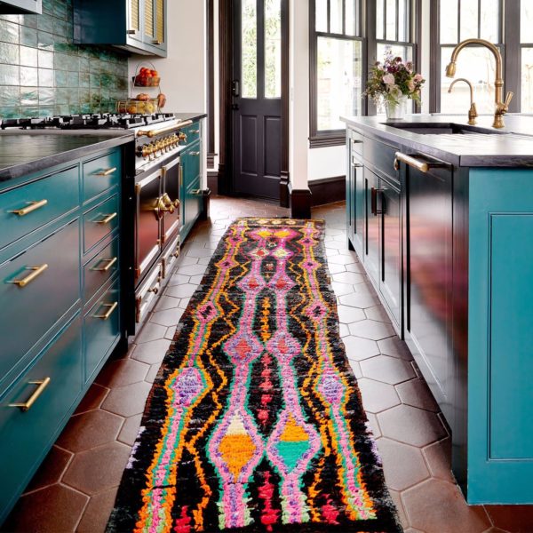 Colorful Black Vintage Moroccan Runner