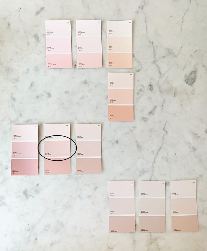 Pink paint samples