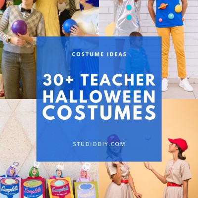 collage of teacher halloween costumes