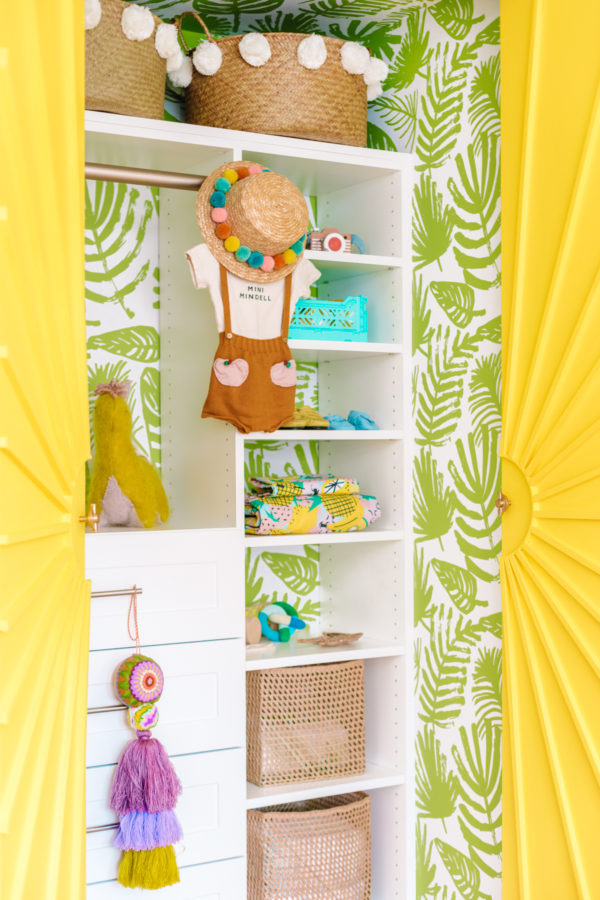 Closet with colorful items