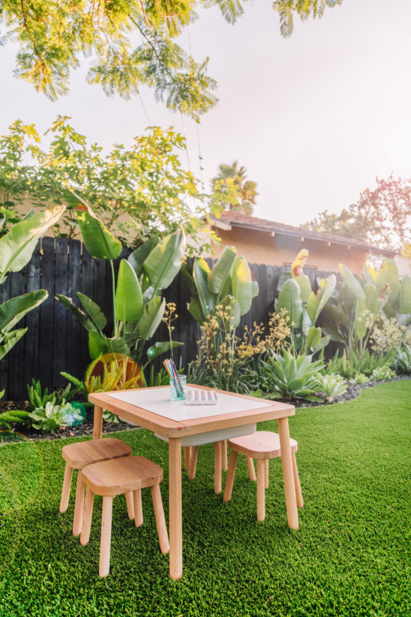 Colorful, Tropical Backyard Makeover with Artificial Turf