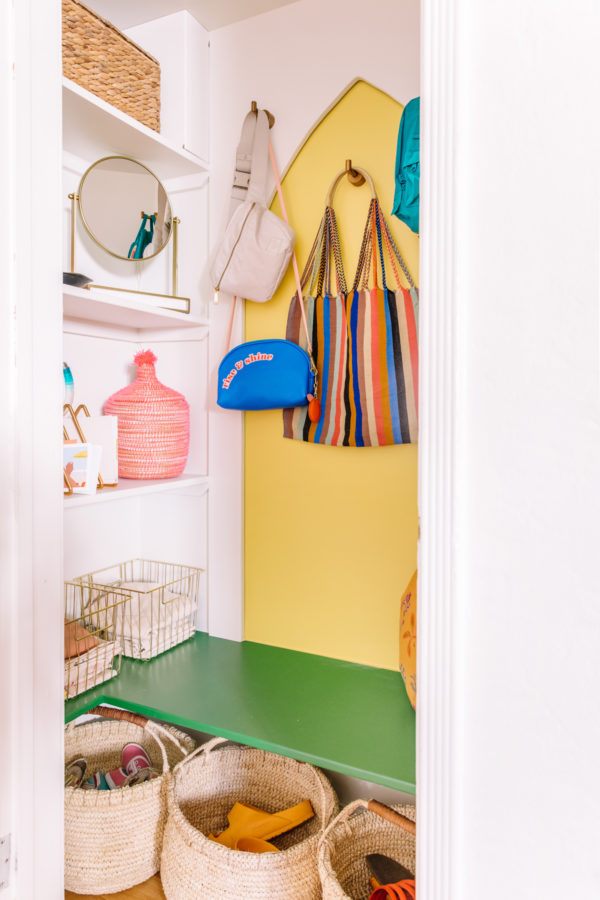 A closet with bags