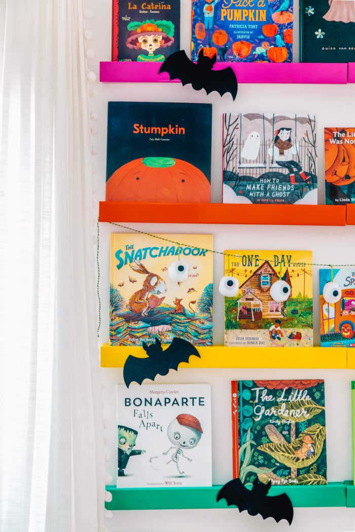 Shelves with halloween books