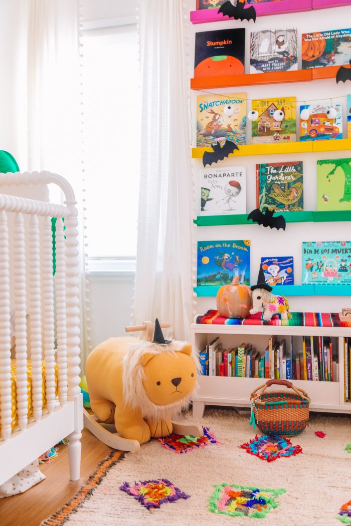 Colorful book shelves