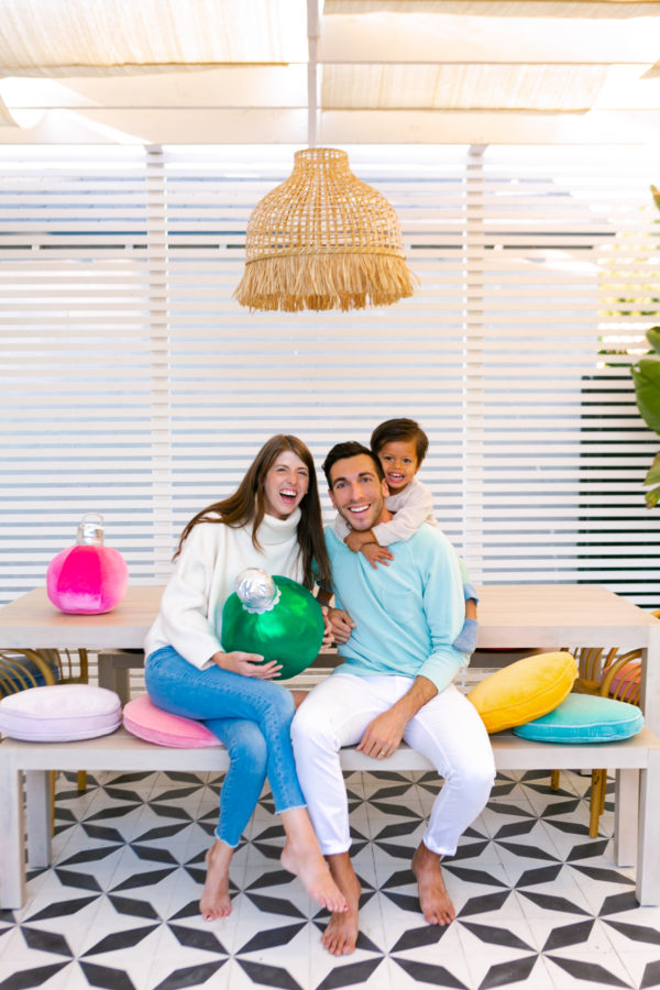 A family sitting at a table