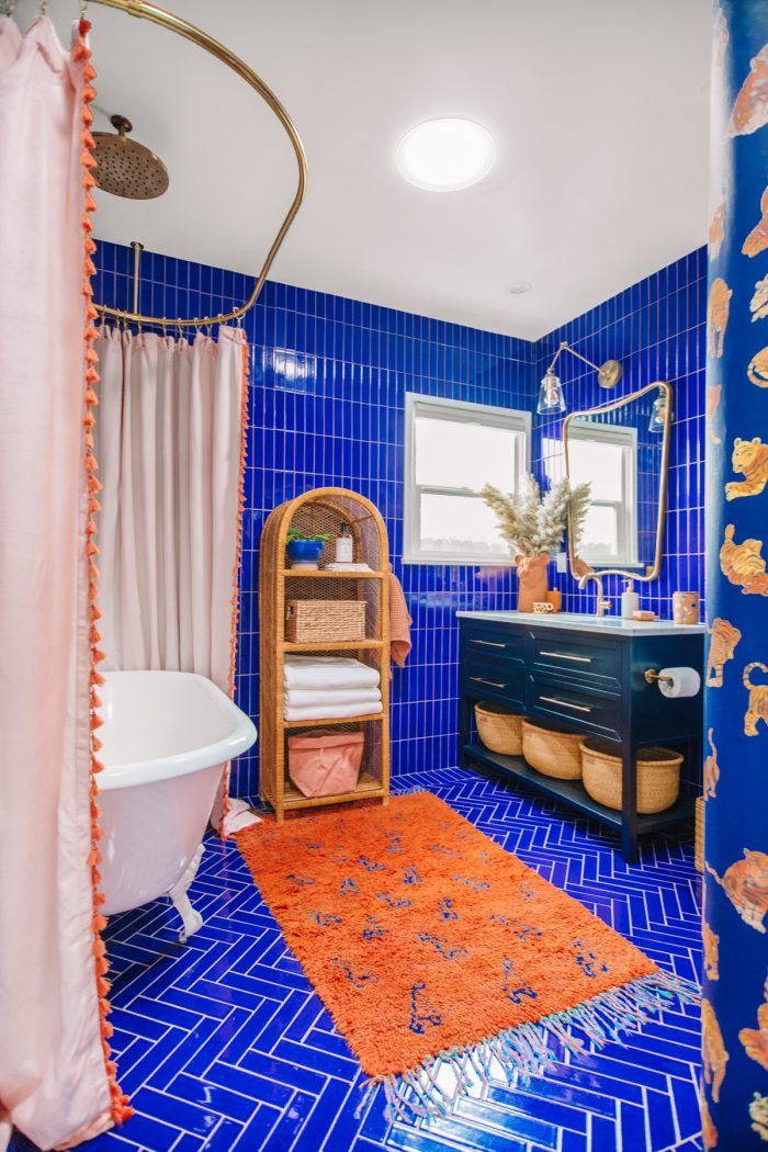 Blue and Terra Cotta Bathroom Renovation