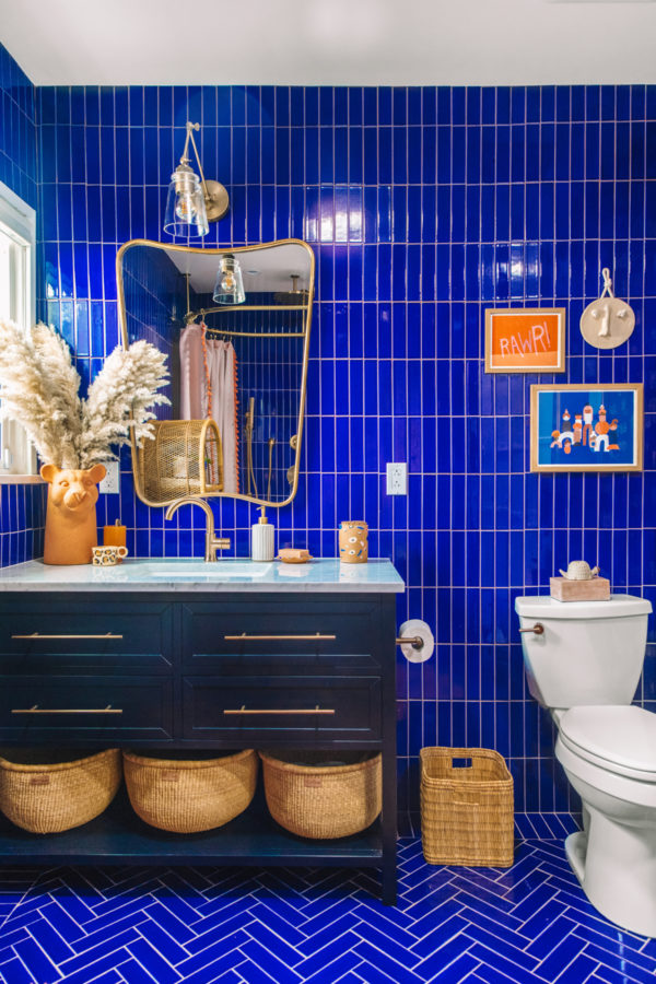 Blue and Terracotta Guest Bathroom Makeover