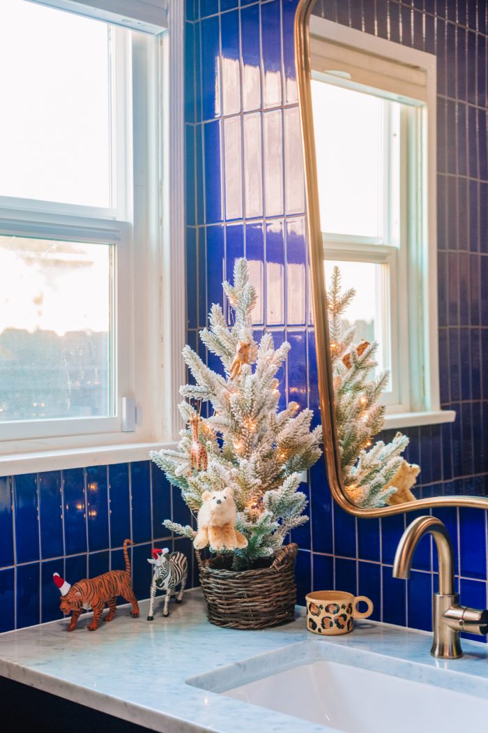 Animal Themed Christmas Tree in a Kids Bathroom