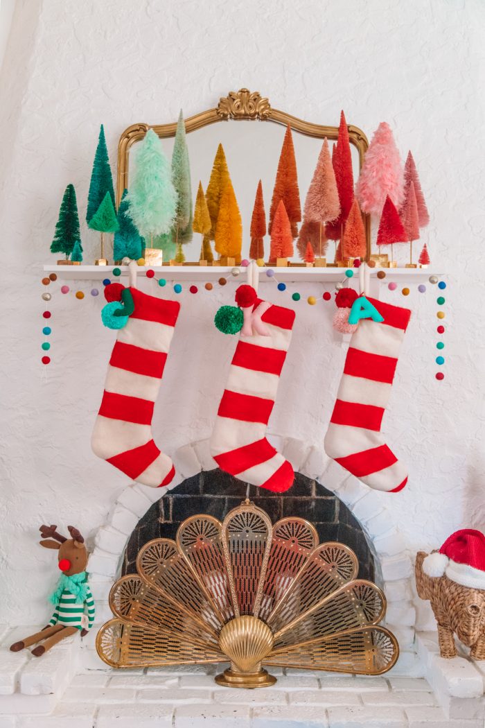 Rainbow Bottle Brush Trees for Christmas