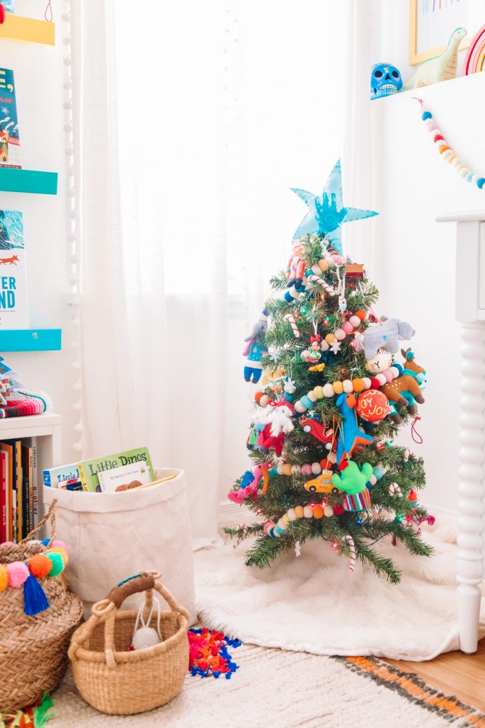 A christmas tree in a room