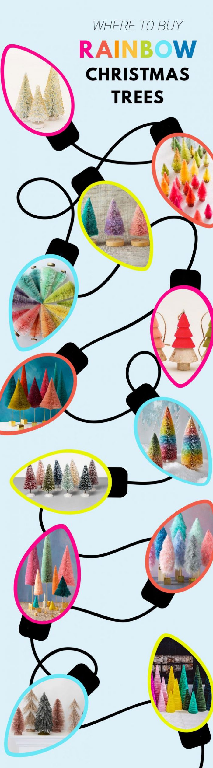 rainbow bottle brush trees ✿ mini bottle brush trees set on wallflower –  Studio Wallflower