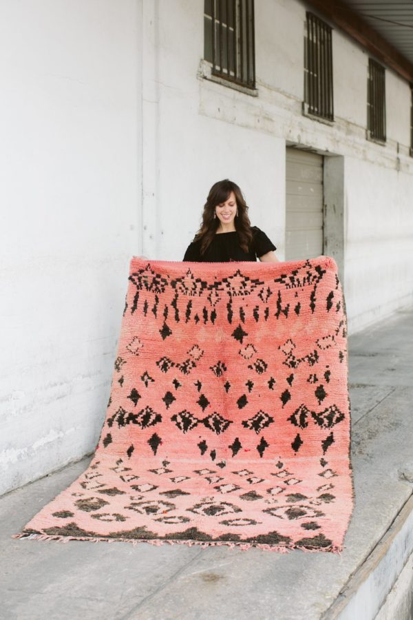 pink and black vintage moroccan rug