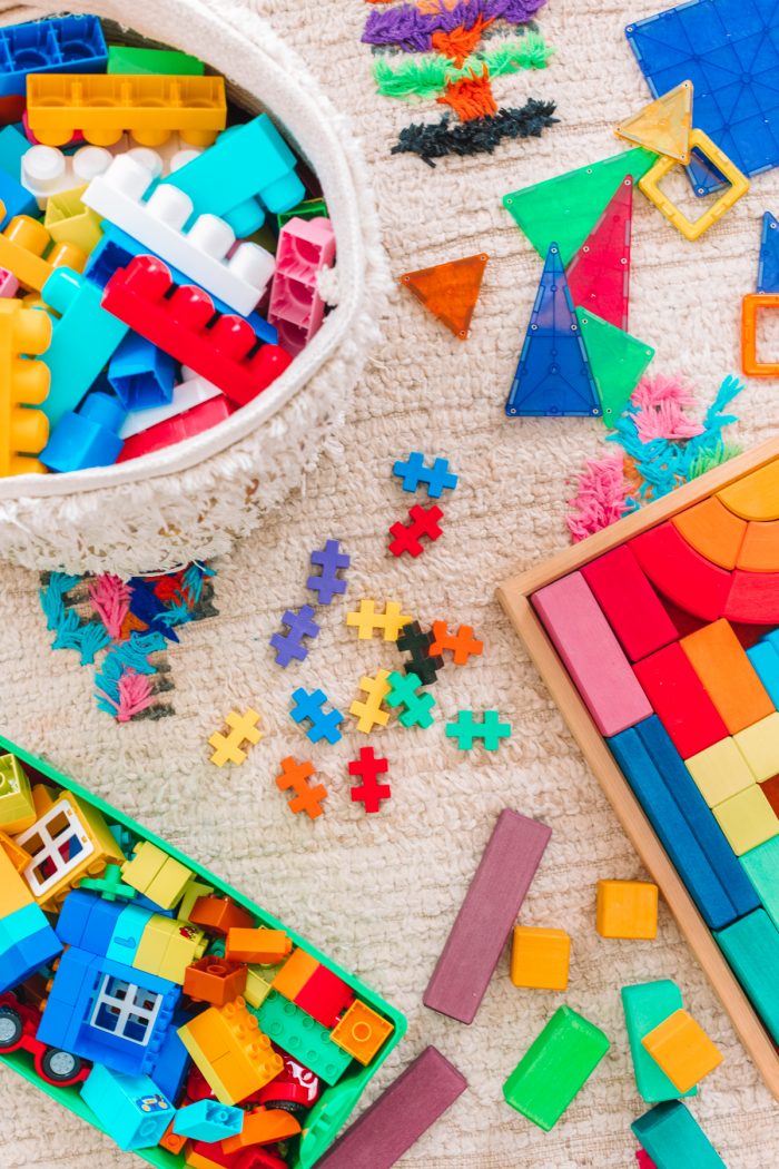 A colorful toy on a rug