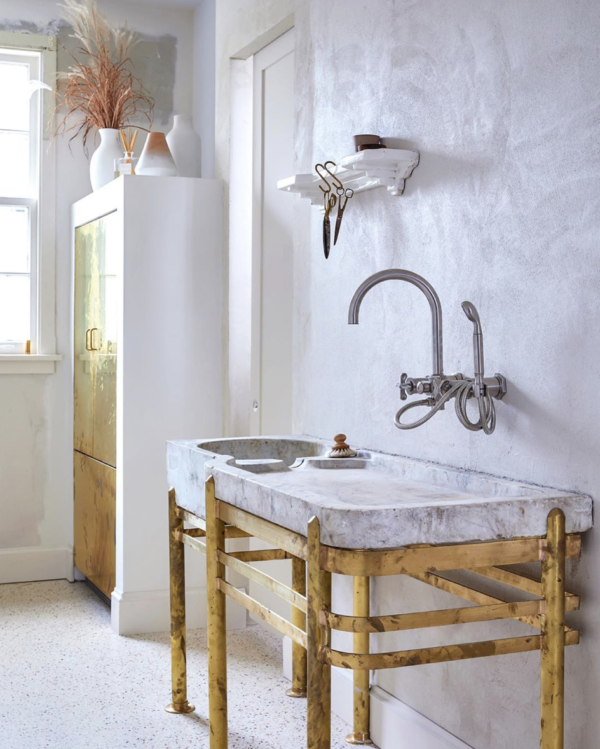 brass and marble sink