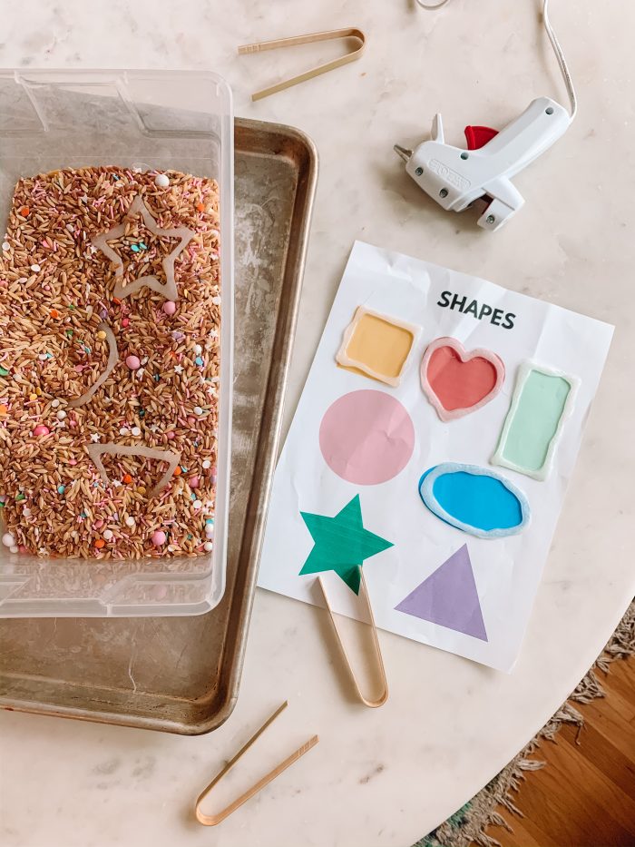 Hot Glue Shapes Sensory Bin