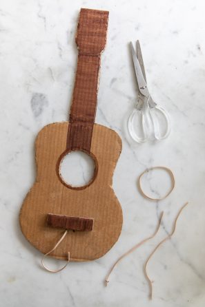 A cardboard guitar